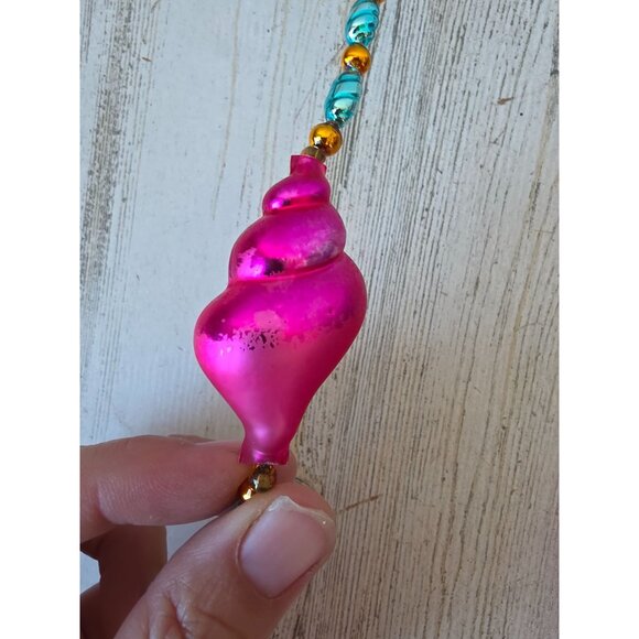 Radko seaside greetings seahorse shell Garland RARE Xmas glass tropical pink rai - Picture 7 of 15